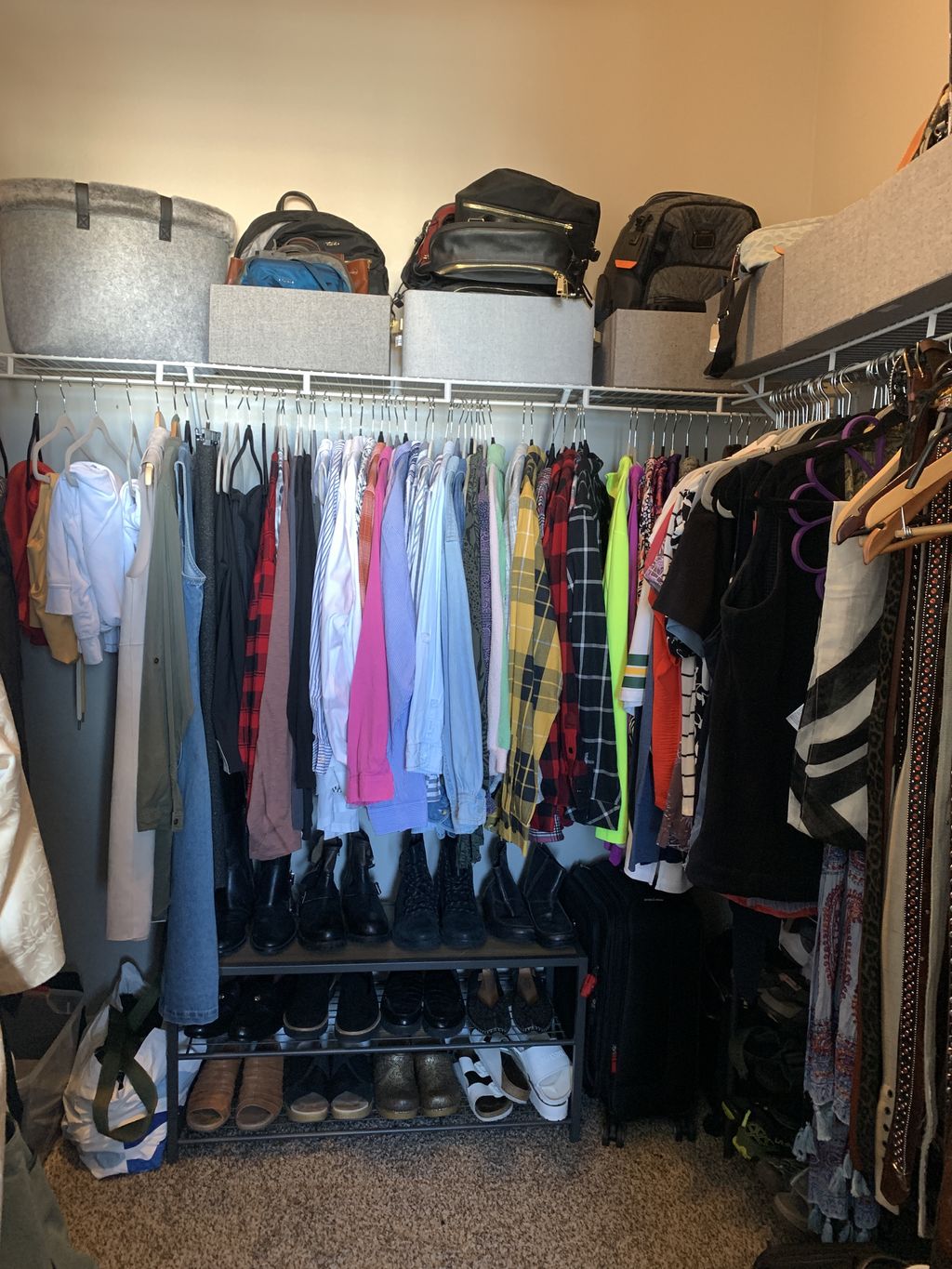 Closet after decluttering & organizing