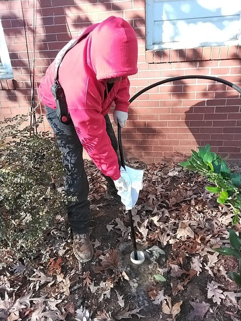 Hydrojetting a main line blockage in High Point.