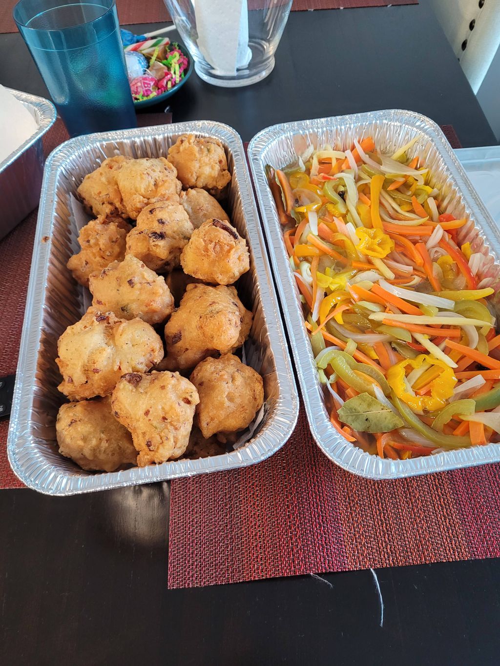 cod fish fritter and vegetable pickle 