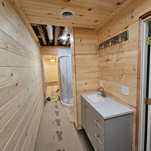 Bathroom, from stud walls to ready for use.