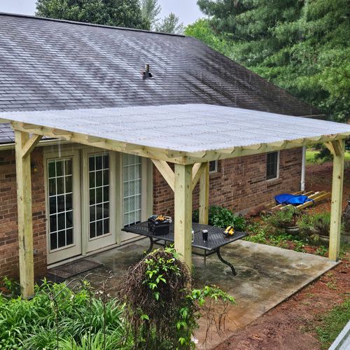 Above view of covered patio, with UV blocking, cle