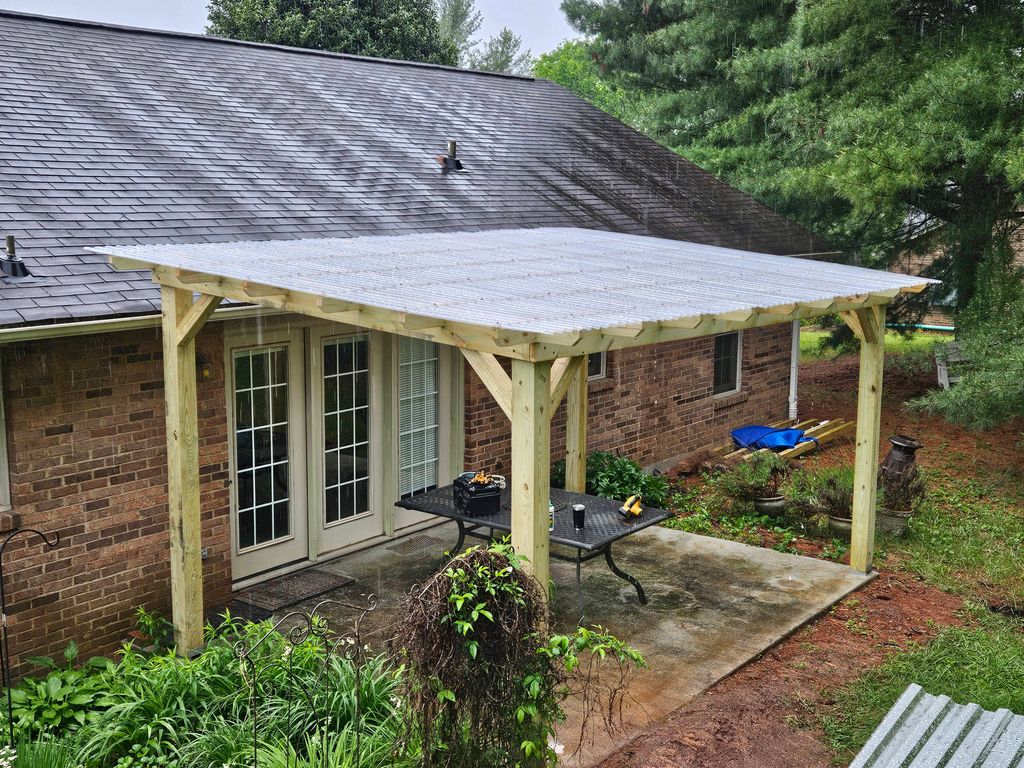 Above view of covered patio, with UV blocking, cle