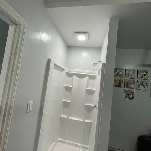 Drywall installation, painted, installed light swi