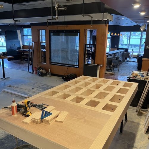 Custom bar shelf in a restaurant