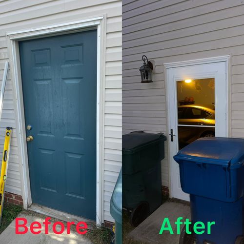 Storm door installation