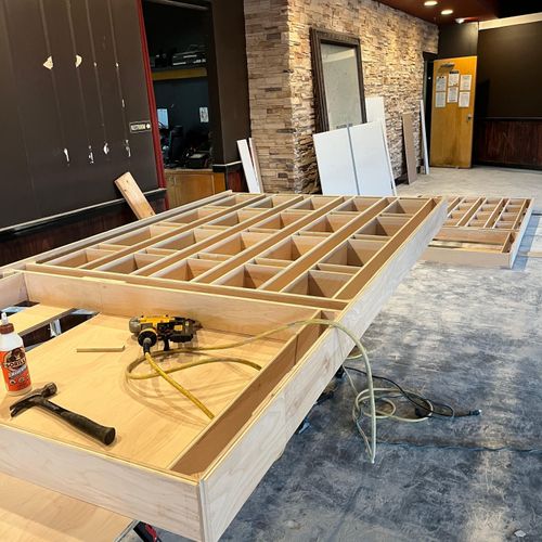 Custom bar shelf in a restaurant