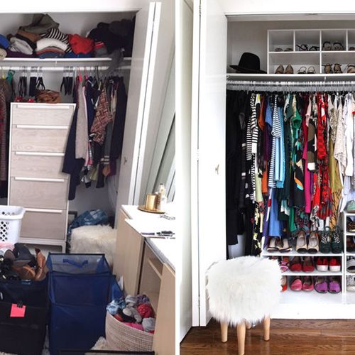 Before and after - closet organization