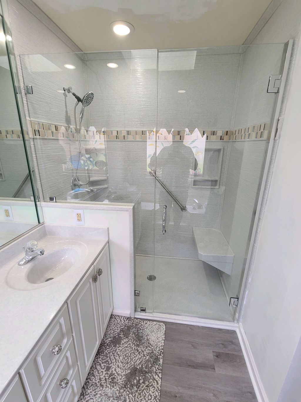 Hard Surface, Walk-in Shower... NO Acrylic