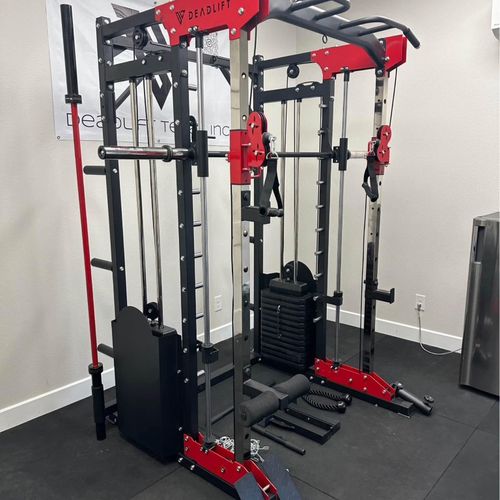 Power tower, smith machine assembly.  