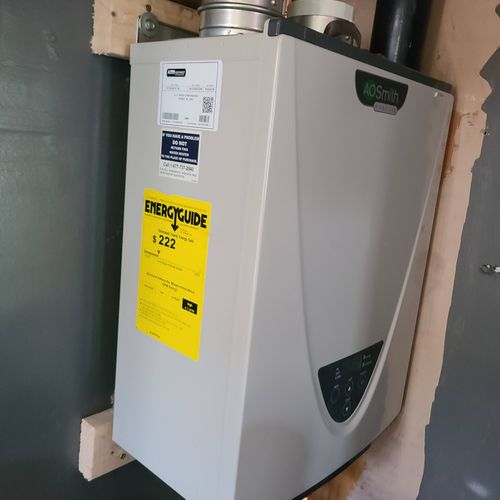 installing a new tankless water heater AOS Smith