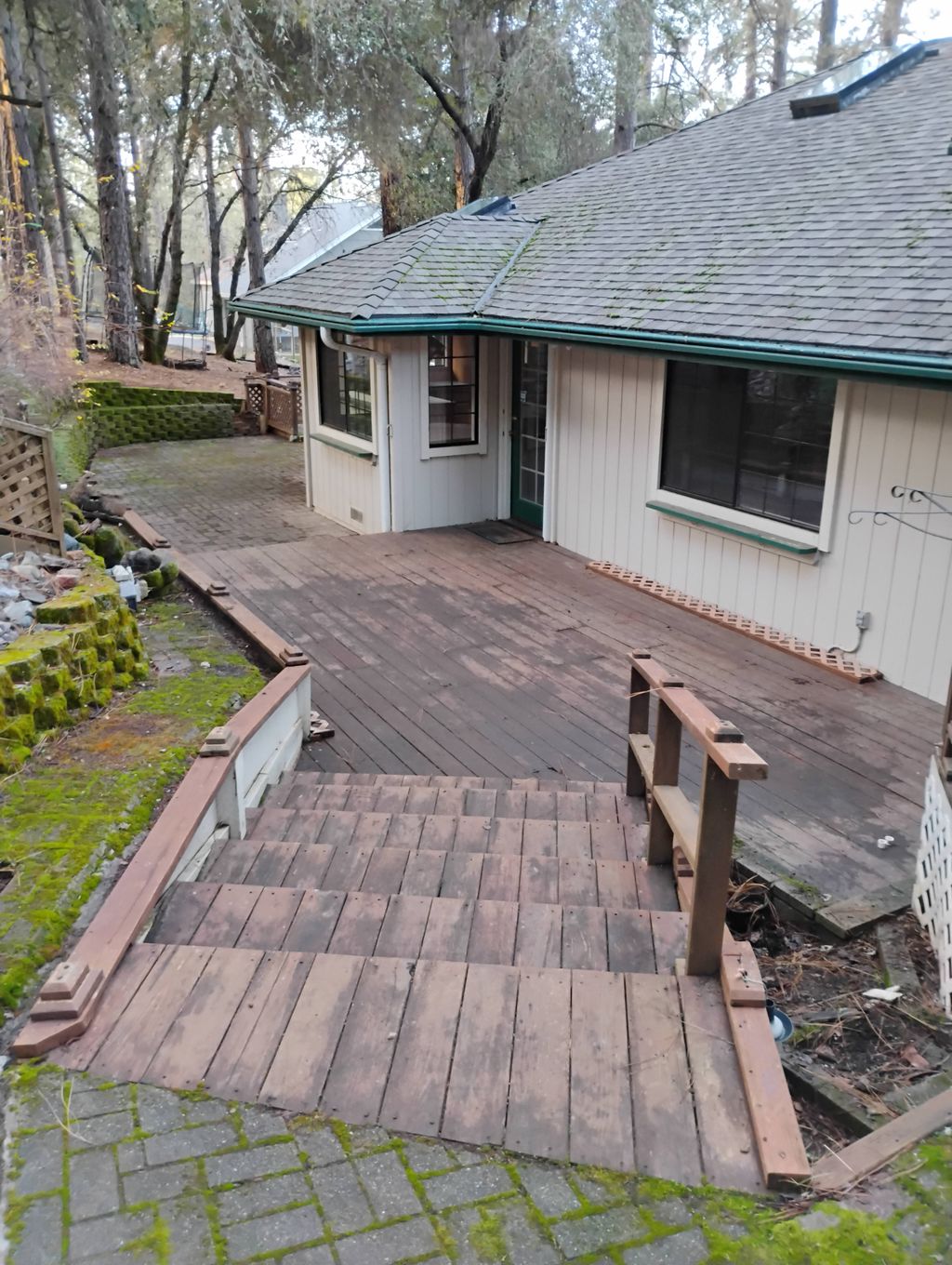 Roof/deck clearing of leaves and pine needles 