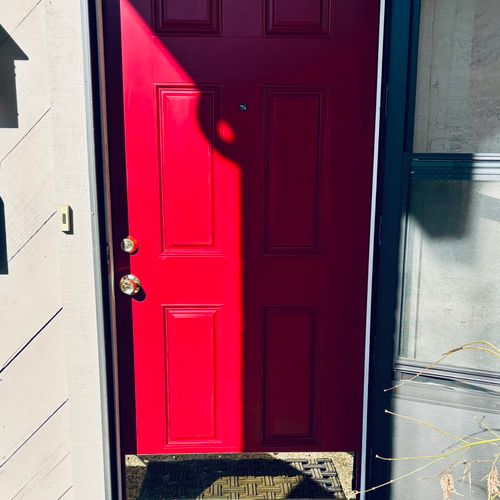 Cranberry Colored 6 Panel Exterior Door Installati