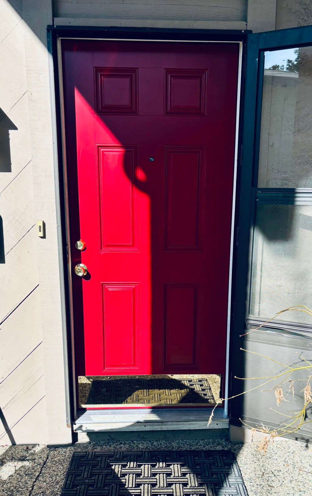 Cranberry Colored 6 Panel Exterior Door Installati