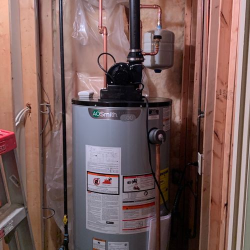 New gas water heater installation 