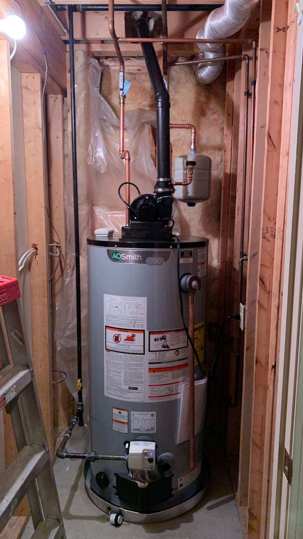 New gas water heater installation 