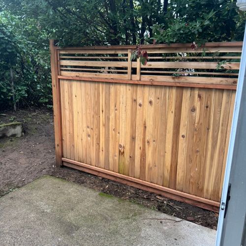 Installed four privacy fences between units