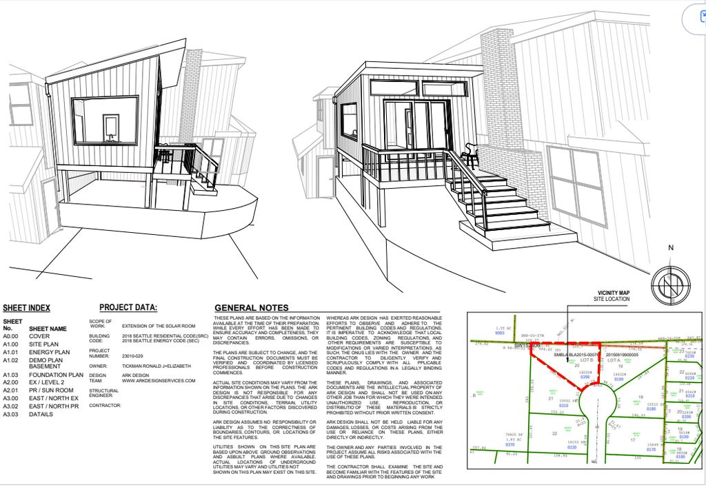 Sunroom with Deck Design Permit Drawings