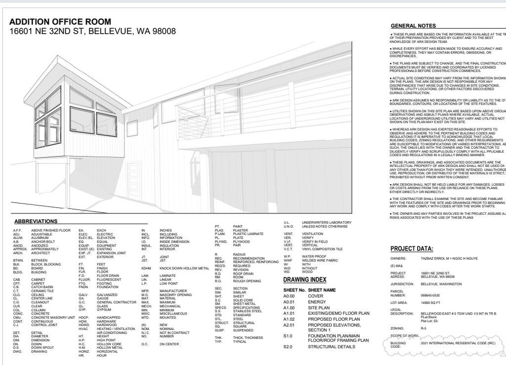 Addition to the House (Office) Design Permit Drawi