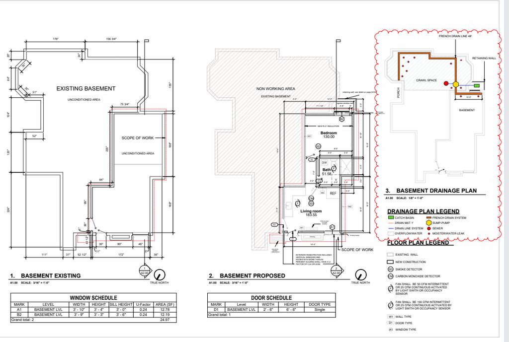 Basement conversion to an ADU Design  Permit Drawi