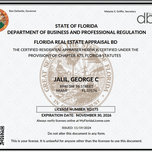 Appraiser State Certification/License