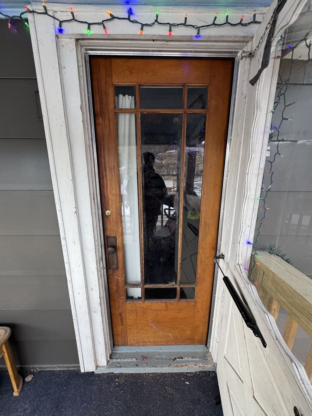 Removed and installed new door weather stripping -