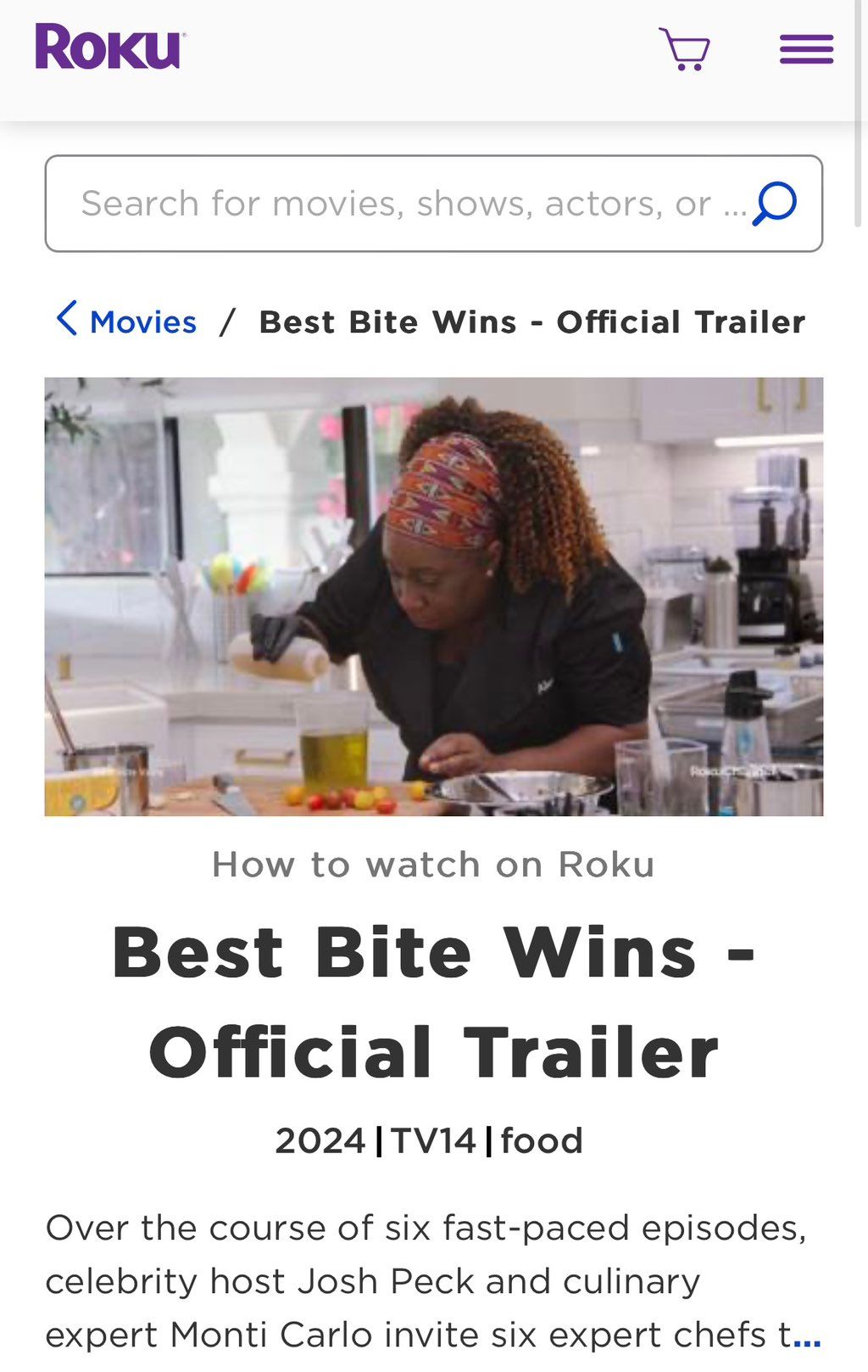 Chef Alexis on “Best Bite Wins” on Roku Trailer 