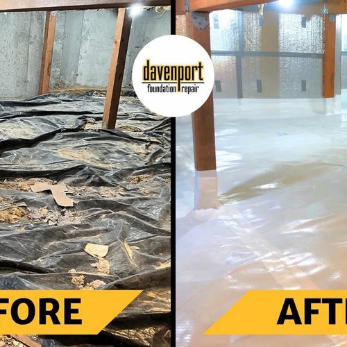 Before and after crawlspace encapsulation