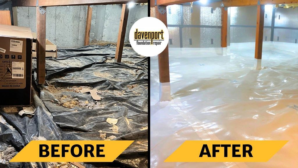 Before and after crawlspace encapsulation