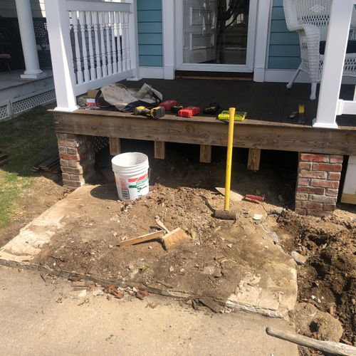 Rebuilt front porch steps