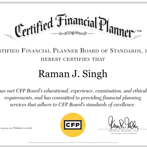 Certified Financial Planner™ Since 2016