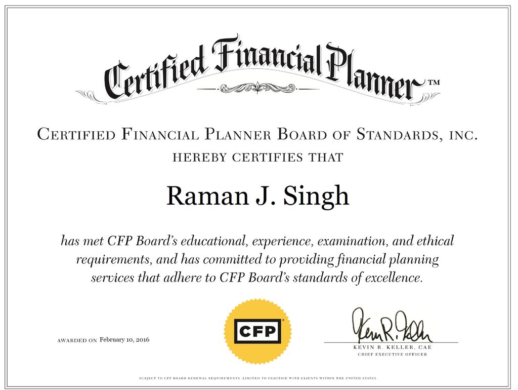 Certified Financial Planner™ Since 2016