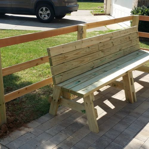 Bench and Decorative Farm Fence