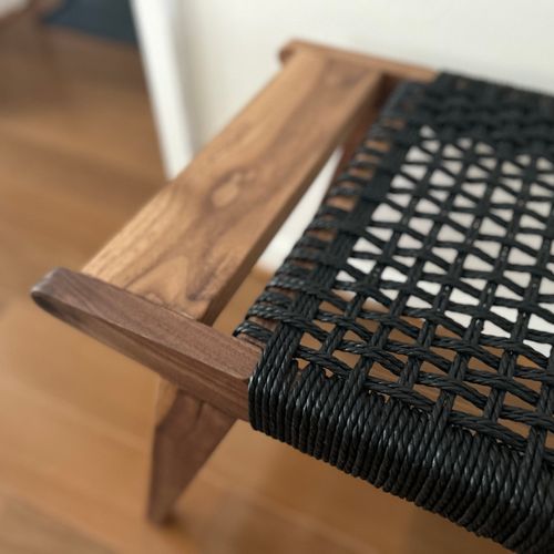 Handmade natural walnut bench with 3.5mm black cor