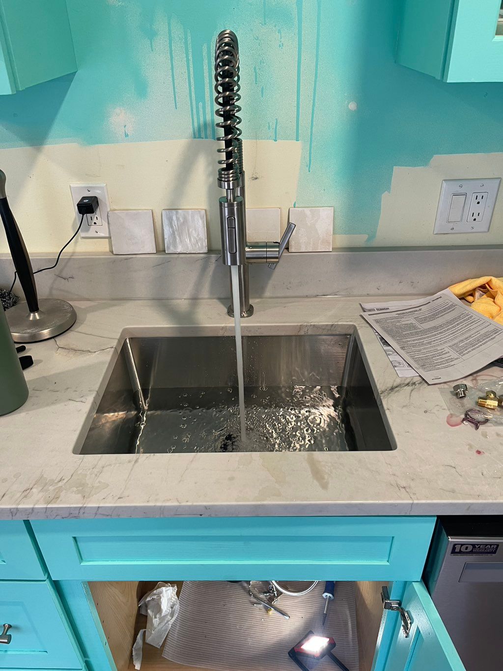 Faucet install/testing for leaks