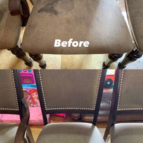 Dining chairs before and after pictures.