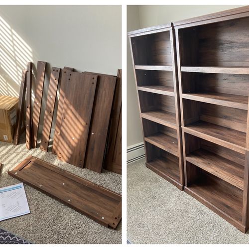 Assembly of two bookcases