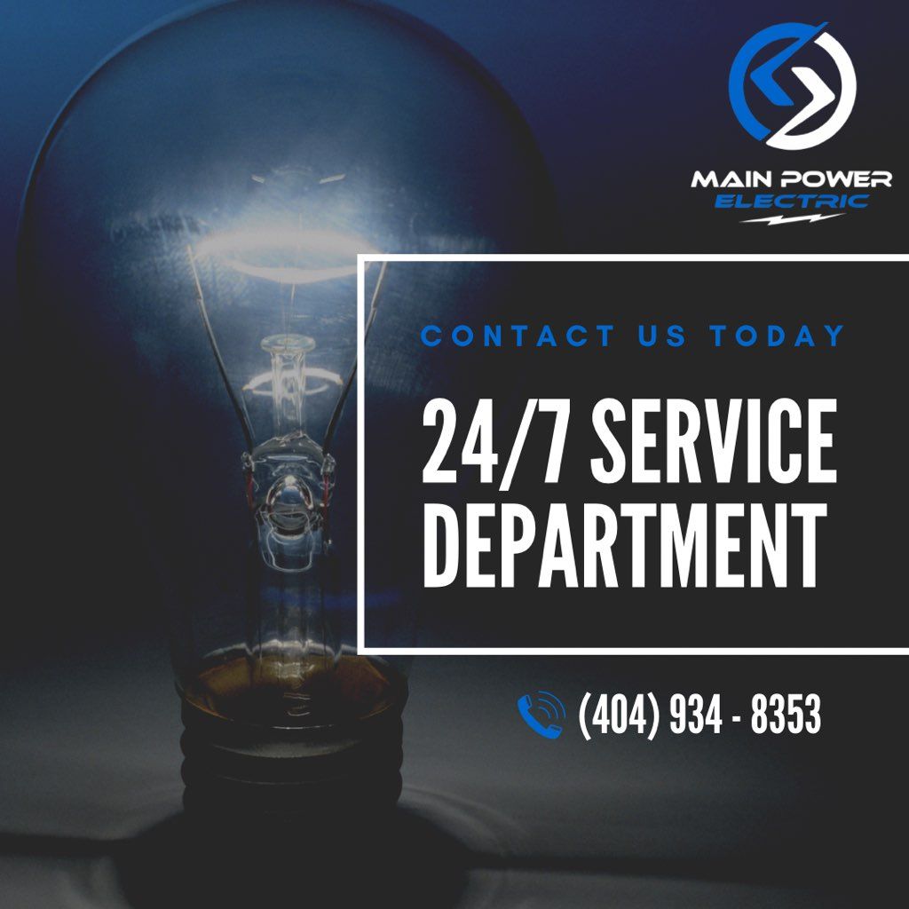 24/7 service availability from Main Power Electric