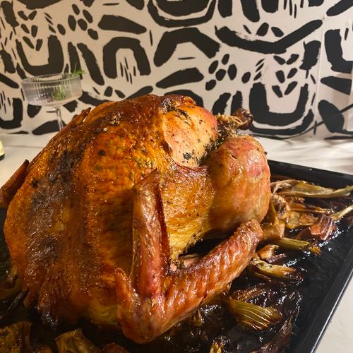 Sage roasted turkey with caramelized fennel and le