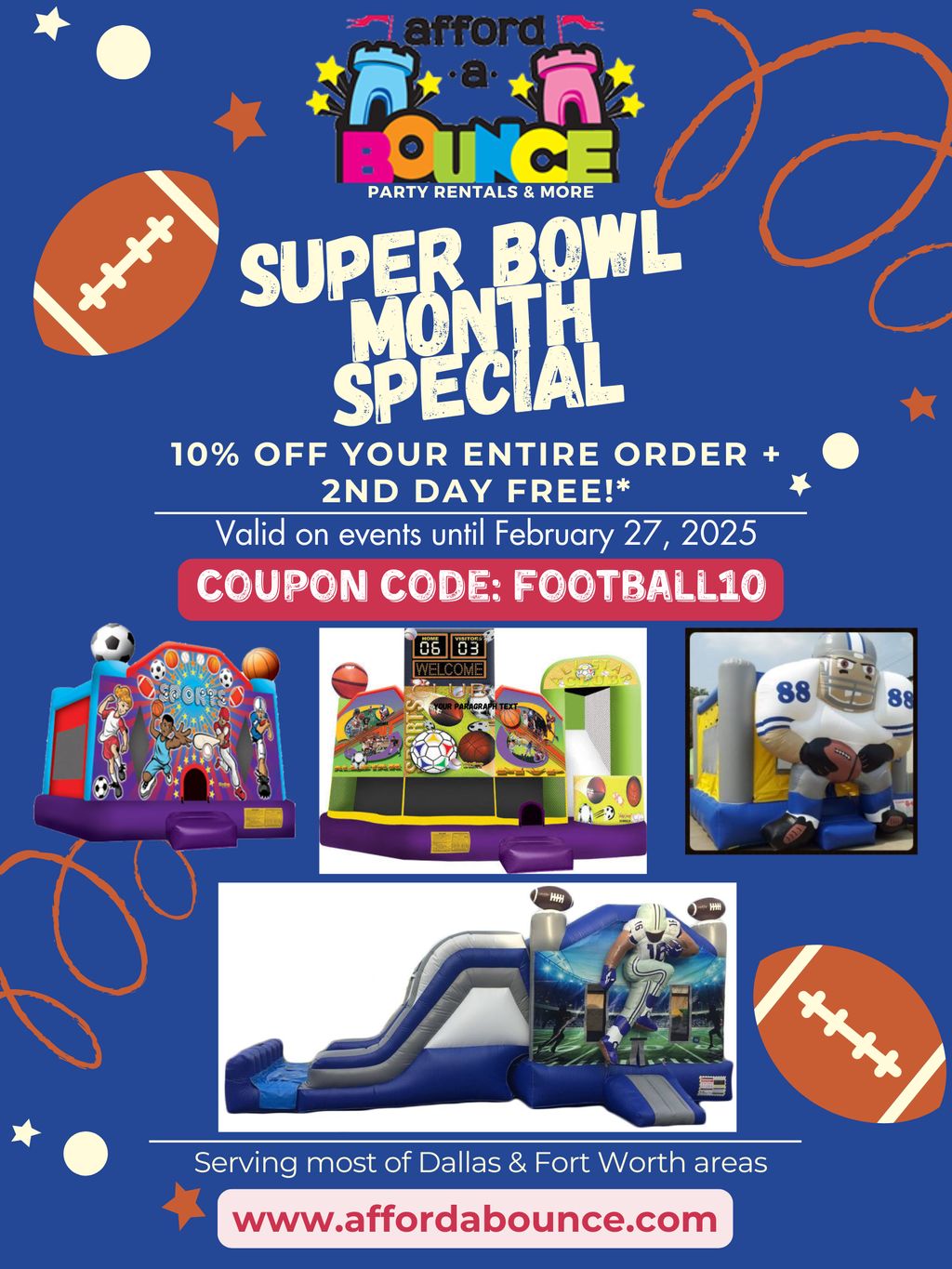 Celebrate Super Bowl all month long! 10% OFF + 2nd