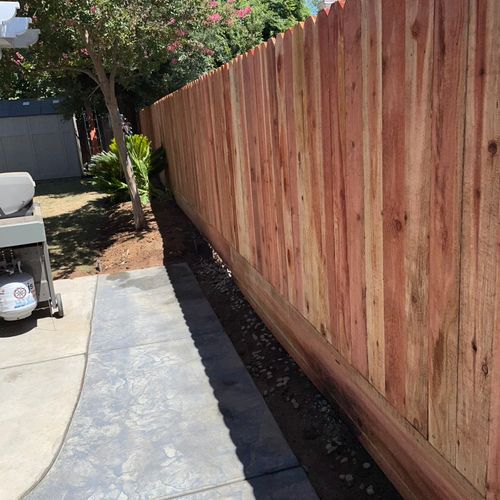 Redwood fence installed 