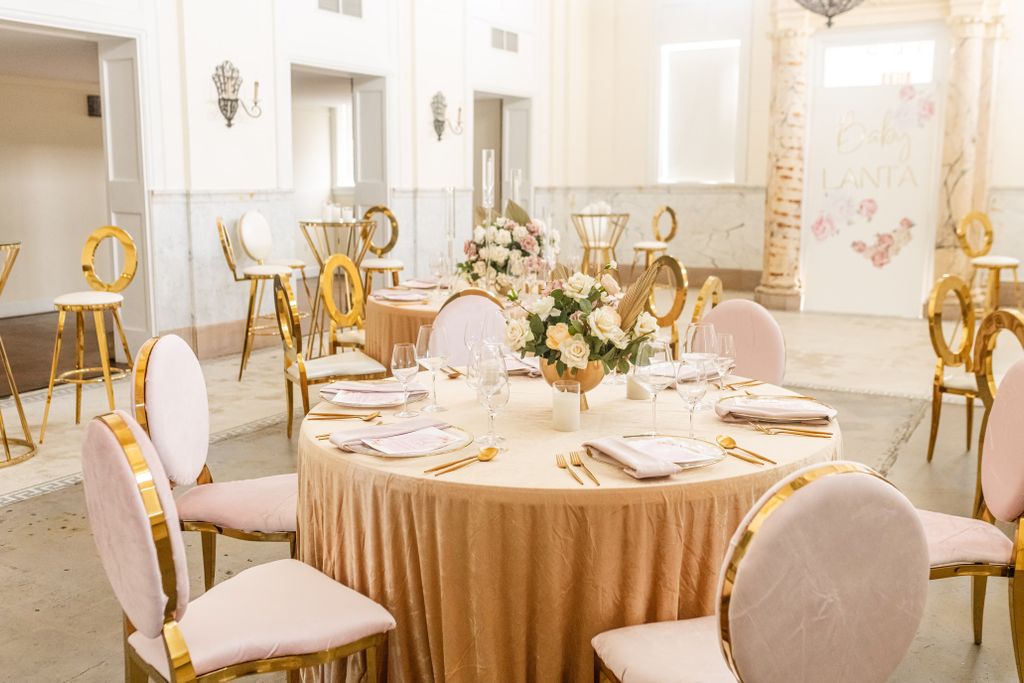 Featuring our decor and rental items in blush and 