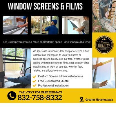 Avatar for Window Screen & Film Installations and Repairs