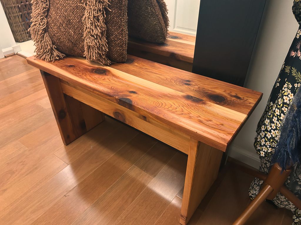 Custom cedar bench with oil finish