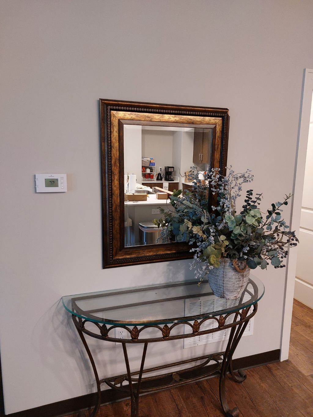 Mirror hung complete.