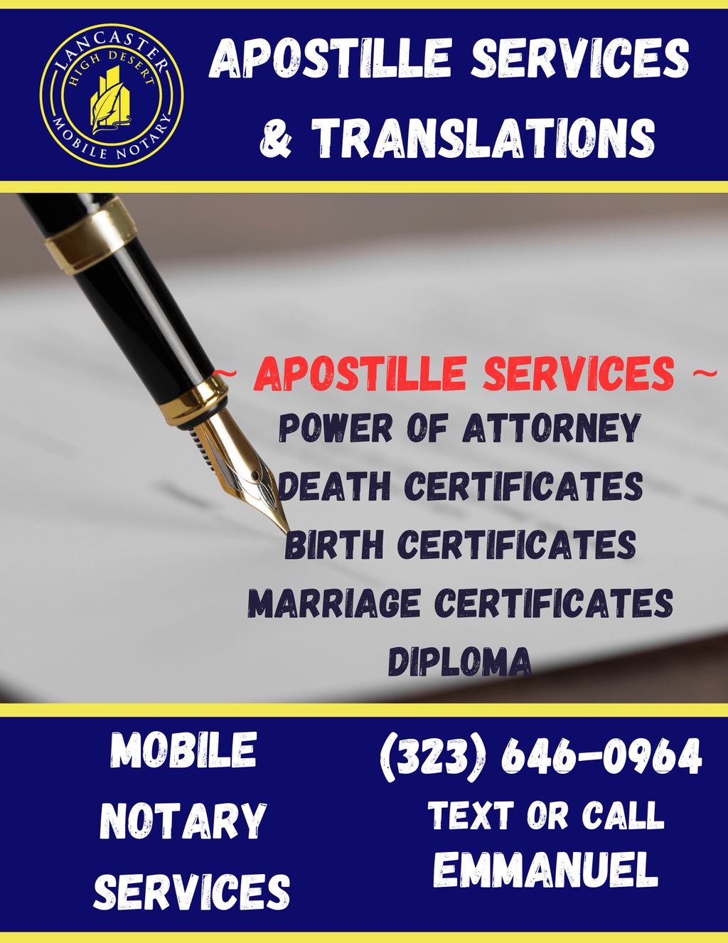 We offer Apostille services and can help you Authe