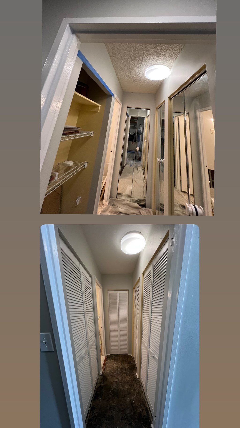 Popcorn ceiling removed and new doors installed.