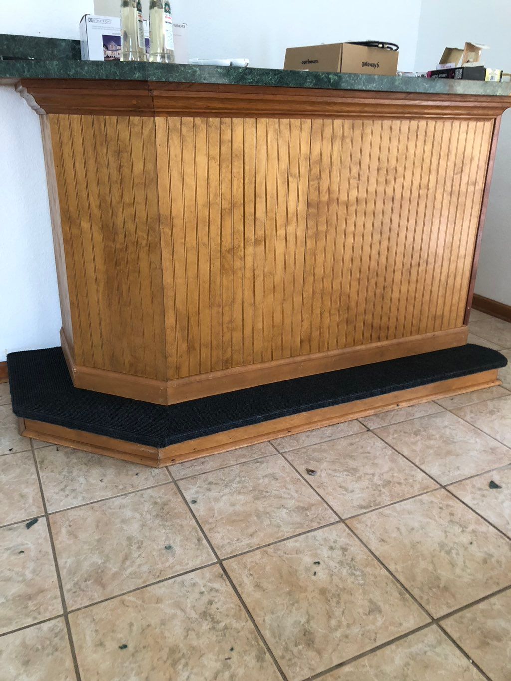 «Replacement of carpet on the bar counter.»