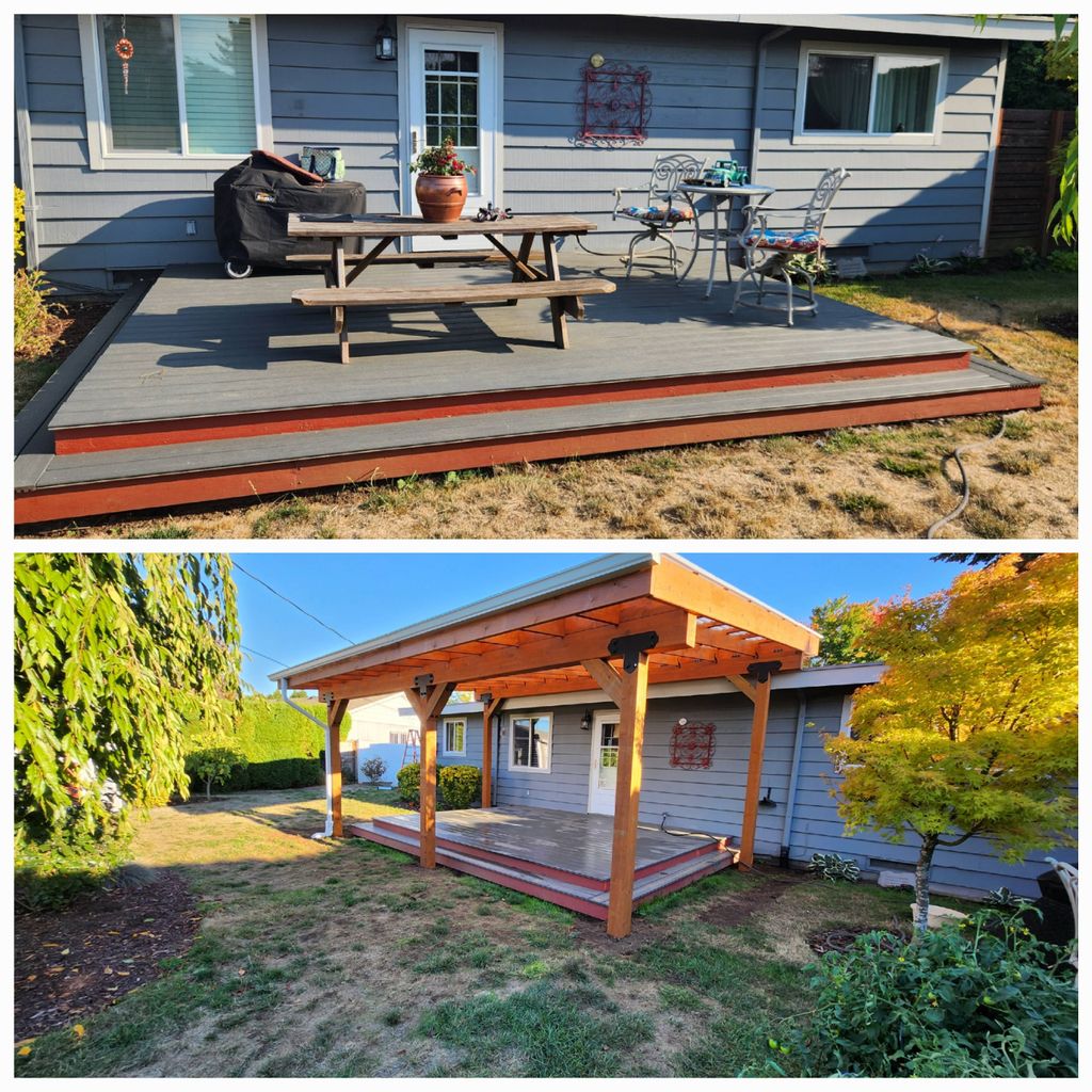 Before and after, freestanding patio cover😀