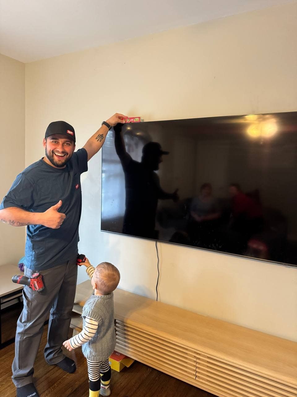 Great job! The handyman mounted my TV on the wall 