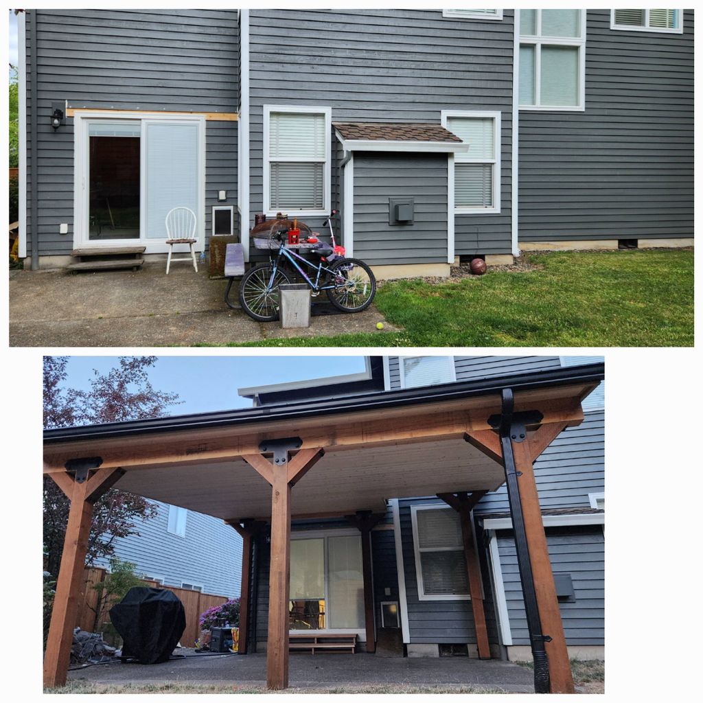 Before and after, freestanding patio 😉